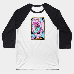 dripping mouth blue pink illustration Baseball T-Shirt